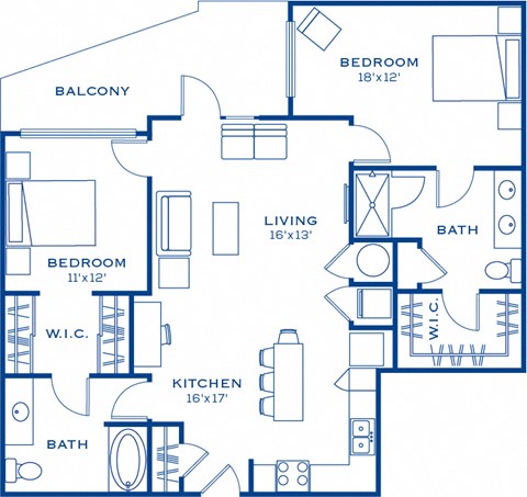 B5 2 bedroom 2 bathroom Floor Plan at Maitland City Centre, Maitland, Florida