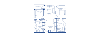 b1 Floor plan 2 bedroom 2 bathroom 988 square  at Maitland City Centre, Florida, 32751