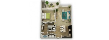 1 bed 1 bath The Meadowview Floor Plan at Legends at Chatham Apartments, Savannah, Georgia