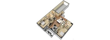 2 Bed 2 Bath Floor Plan at Meridian Park Apartments, Collierville, TN, 38017