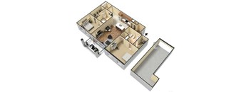 Two Bedroom Floor Plan at Meridian Park Apartments, Collierville, TN