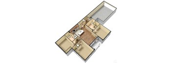 3 Bedroom 2 Bath Floor Plan at Meridian Park Apartments, Collierville, Tennessee