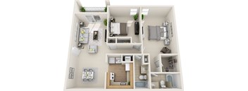 2 Bed 2 Bath Floorplan A at Mill House at East Cobb, Marietta, GA 30067 