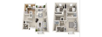 3 Bed 2.5 Bath Floorplan at Mill House at East Cobb, Marietta, GA