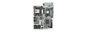 a floor plan of a studio apartment at Livano Nations, Nashville