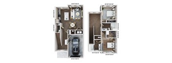 a floor plan of a 2100 sq ft house with a black car in the center