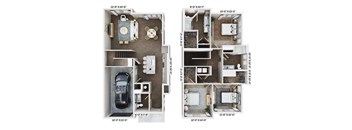 two floor plans with a bedroom and a living room