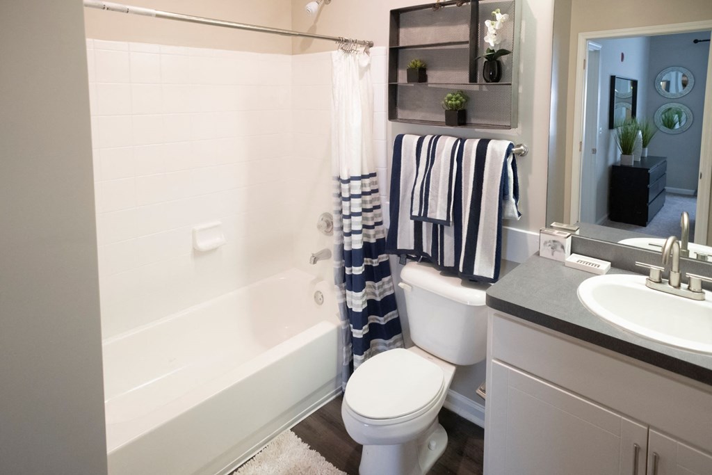 Bathroom with Shower Tub Combo at One Rocky Ridge Apartment, Georgia