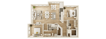 Floor Plan image of B4-1, 2 Bed 2 Bath, 1377 square feet
