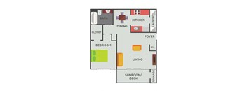 3 Bedroom 2 Bath Floor Plan at Parc 1346 Apartments, Chattanooga, 37421