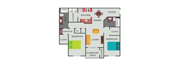 Two Bedroom Floorplan at Parc 1346 Apartments, Chattanooga, 37421