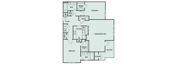 B3 floor plan with is a 2 bedroom 2 bathroom 1243 square feet at Park Summit in Decatur GA