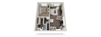 1 Bed 1 Bath Floor Plan at Park at Forest Hill, Tennessee, 38125