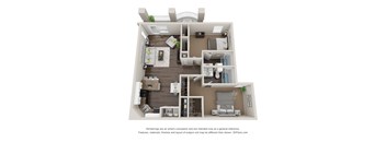 2 Bed 2 Bath Floor Plan at Park at Forest Hill, Memphis, TN