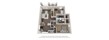 2 Bedroom 2 Bath Floor Plan at Park at Forest Hill, Memphis, 38125