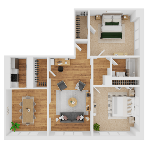 B4 Floor Plan at Parkview Apartments, Memphis Tennessee