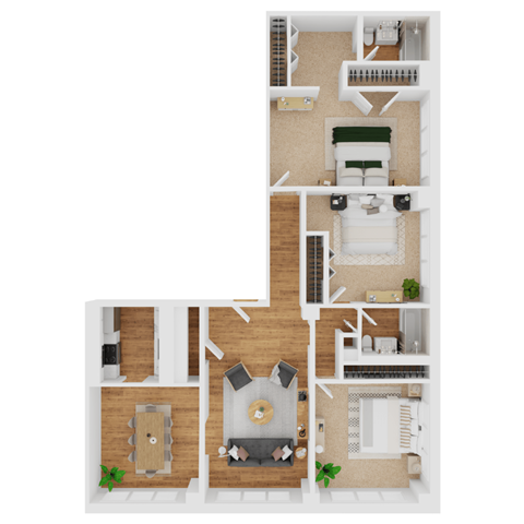 C1 Floor Plan at Parkview Apartments, Memphis Tennessee