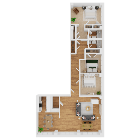 C2 Floor Plan at Parkview Apartments, Memphis