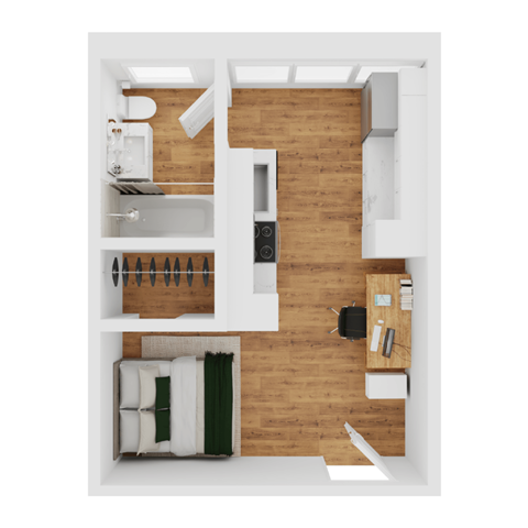 E1 Floor Plan at Parkview Apartments, Memphis, TN 38104