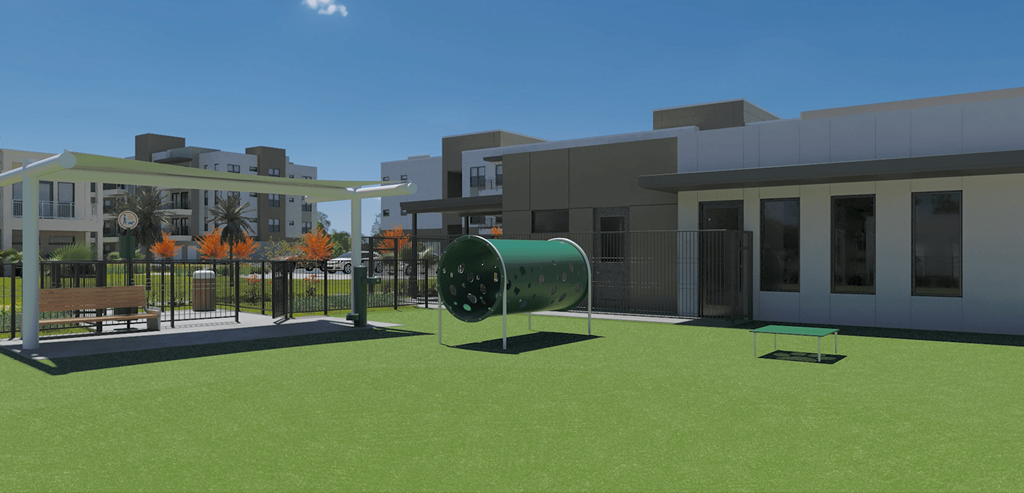 a rendering of a building with a green yard and a green cylinder at Livano Avondale, Avondale, AZ 85323