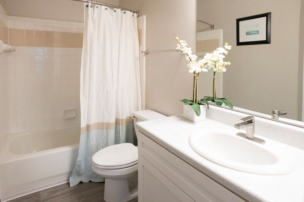 Bathroom Attached to Bedroom with Soaker Tub at Polos at Hudson Corners Apartments, South Carolina 29650