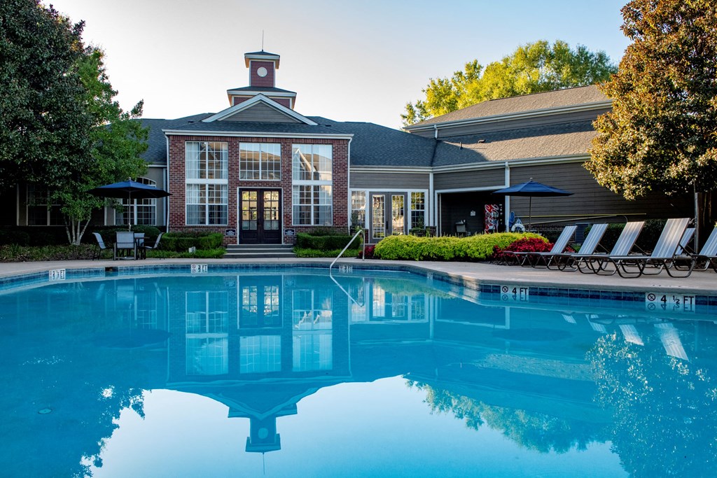 Resort-Style Swimming Pool with Leasing Office at Polos at Hudson Corners Apartments, South Carolina 29650