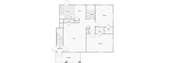 Three bedroom 2 bathroom floor plan at Venue at Carrollton, Carrollton, Georgia