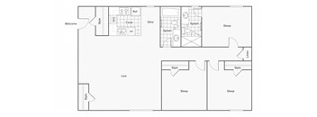 2 bed 2 bath floor plan at Venue at Carrollton, Carrollton
