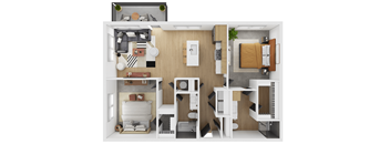 Unit 2D Floor Plan at The Westerly at Union Depot Apartments, Tennessee, 38134