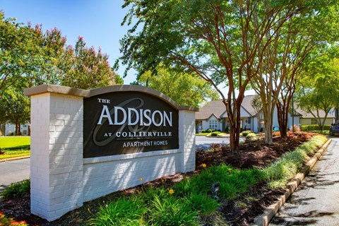 a sign for the addison at concordville apartments entrance at Collierville, Tennessee, 38017