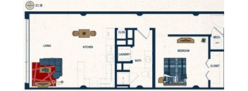 C1.1B Floor Plan at Conwood Flats, Memphis
