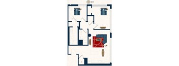 C2.1B Floor Plan at Conwood Flats, Memphis, 38107