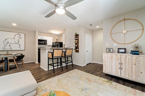 Living Room in Model Apartment  located at Rise at Signal Mountain in Chattanooga, TN 37405