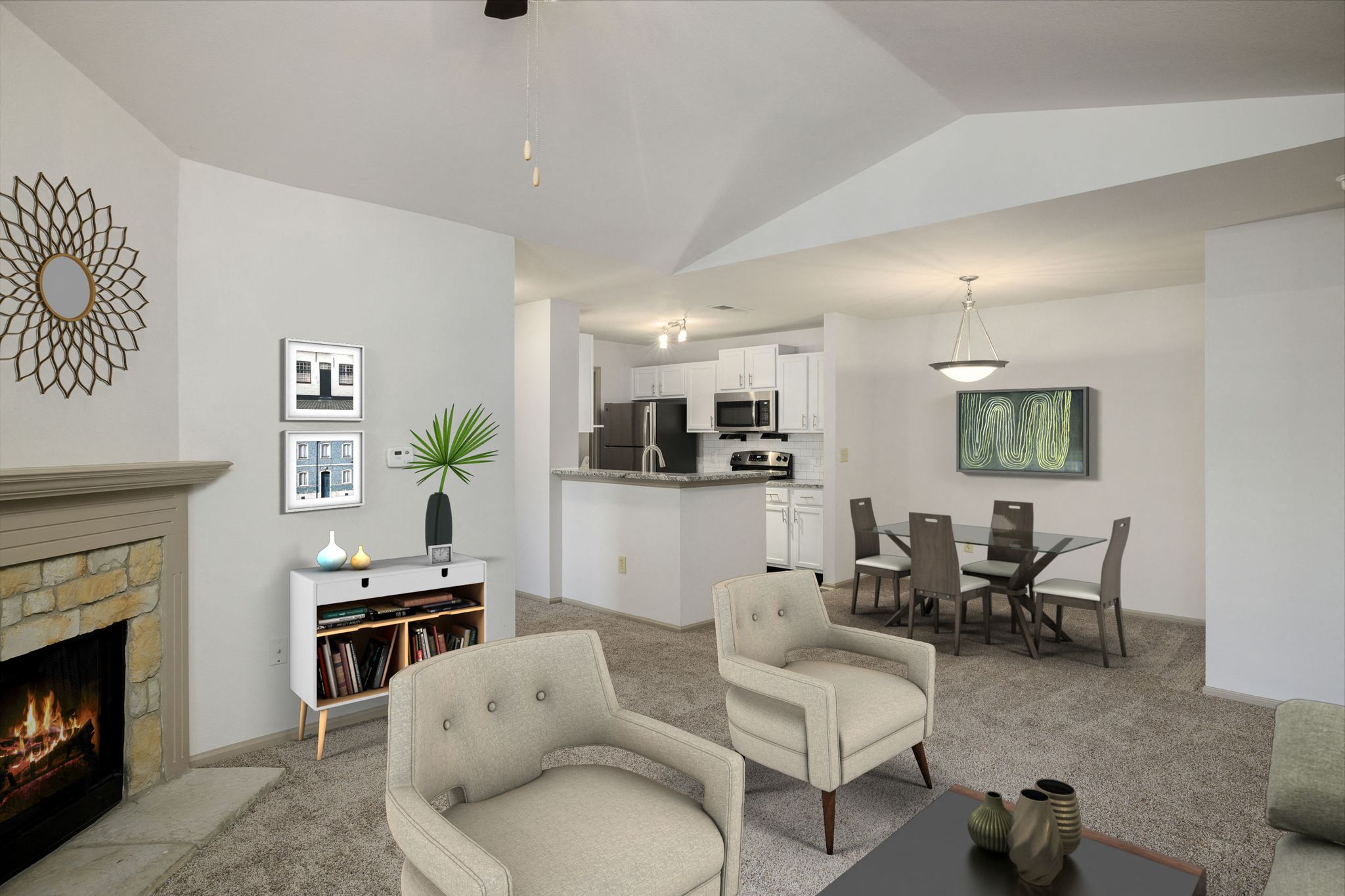 View of kitchen from Living Room at Sandstone Creek Apartments , Overland Park, KS