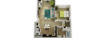 1 bed 1 bath Savannah with Sunroom  Floor Plan at Legends at Chatham Apartments, Savannah, GA