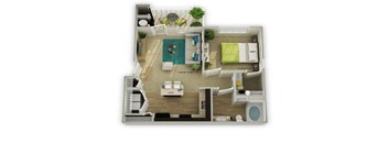 1 bed 1 bath The Savannah Floor Planat Legends at Chatham Apartments, Savannah