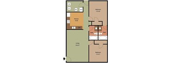 2 bed 2 bath Woodward Floor Planat Serene at Creekstone Apartments, Athens, GA, 30601