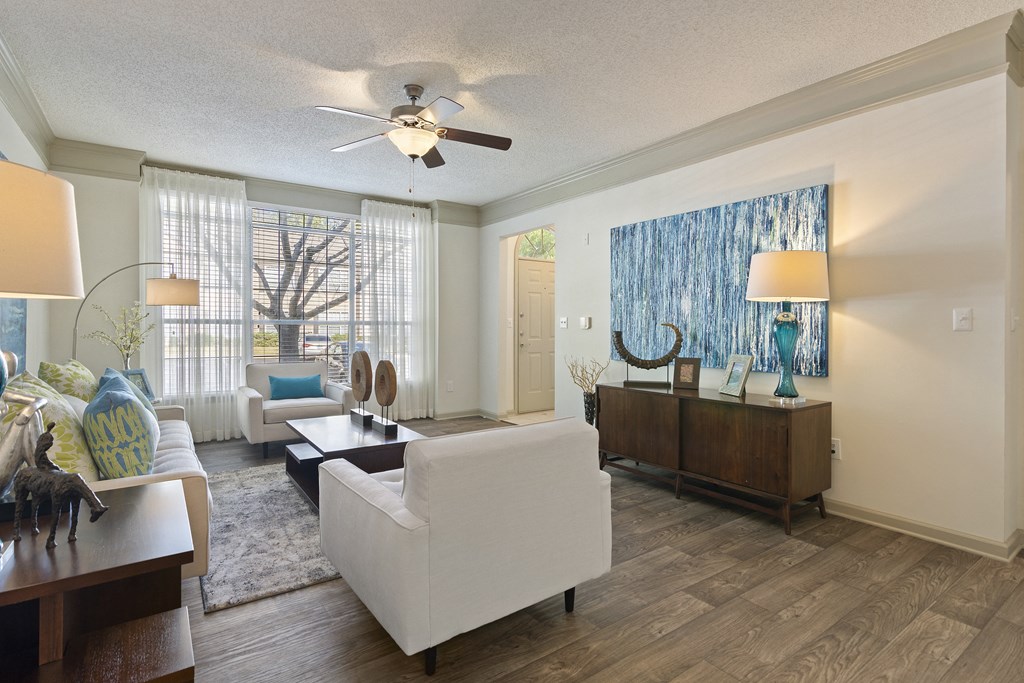 Living Room in Model Apartment located at St. Andrews Apartments in Johns Creek, GA 30022