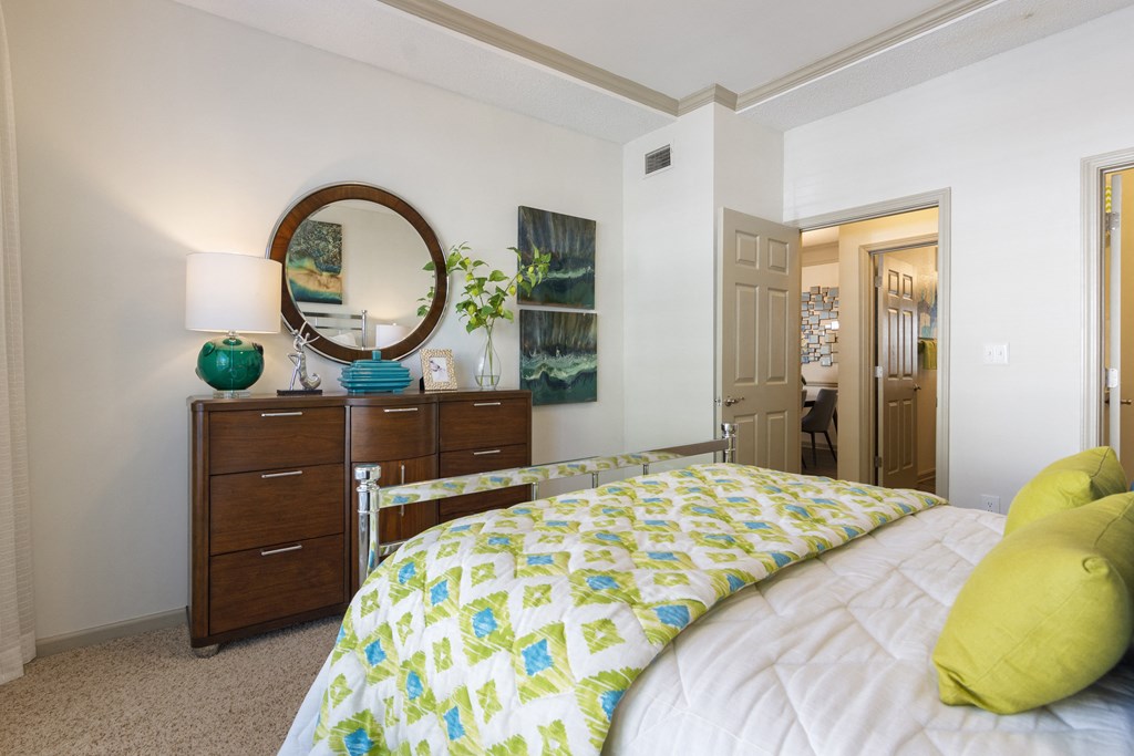 Bedroom in Model Apartment located at St. Andrews Apartments in Johns Creek, GA 30022
