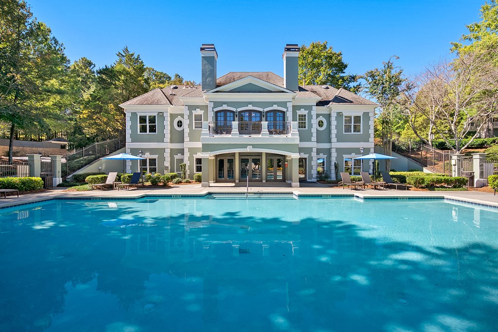 Large pool area  located at St. Andrews Apartments in Johns Creek, GA 30022