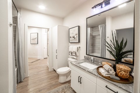 Bathroom at Station at Old Town, Lewisville