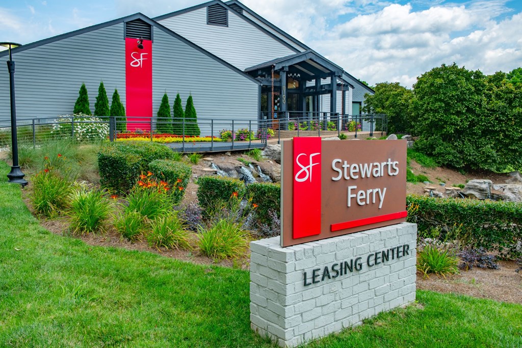 Entrance sign at Stewarts Ferry Apartments Nashville TN Leasing Center