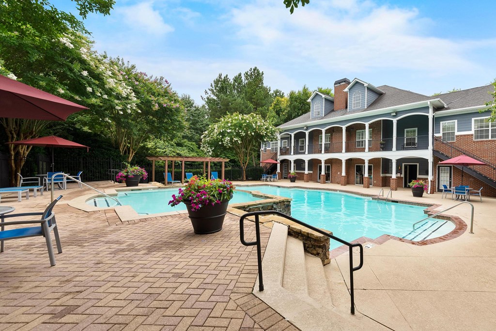 Pool deck at Sugarloaf Crossing Apartments, Lawrenceville,GA 30046