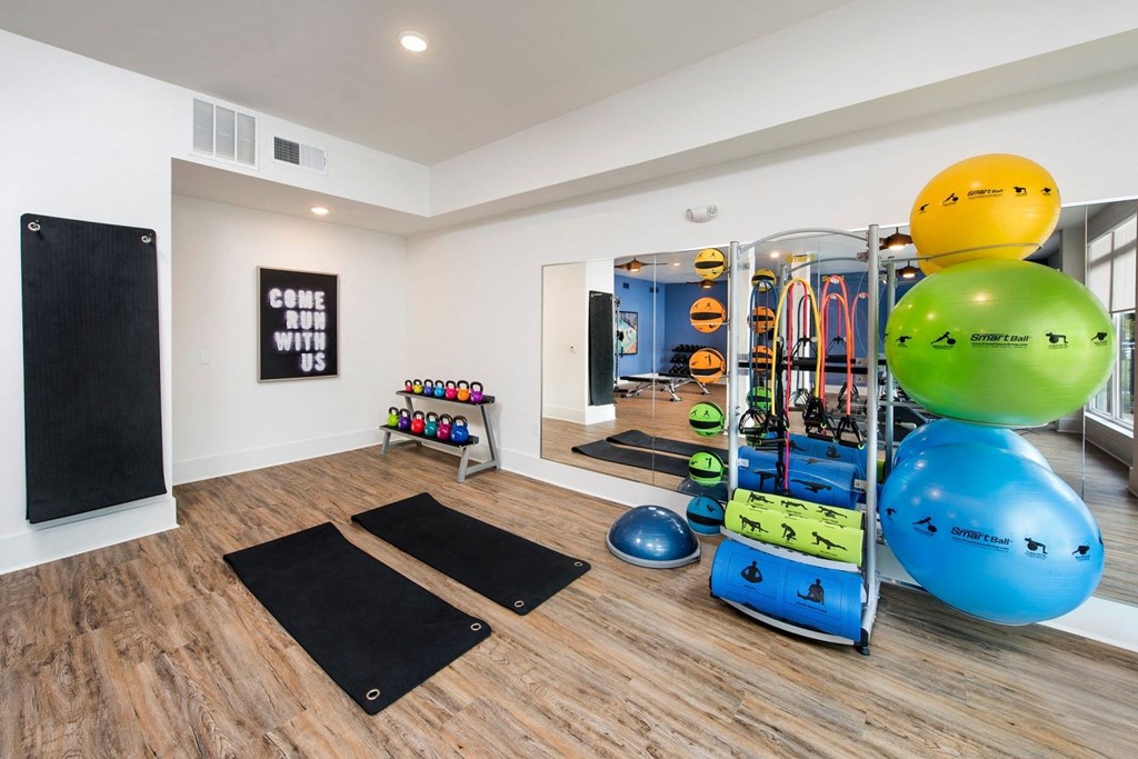 Fully equipped fitness studio at The Barrett, Marietta, Georgia