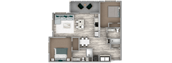 2 bedroom 2 bathroom floor plan a atat The Beck at Hidden River Apartments, Tampa, FL,  33637