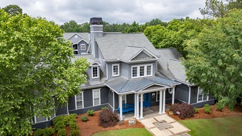 A house with a blue door and white trim.