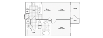 A1 one bedroom one bathroom 677 sq ft at The Ren, Georgia