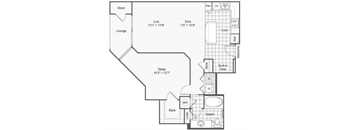 A12 one bed one bath 877 sq ft  at The Ren, Atlanta, GA, 30329