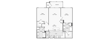 A22 two bed two bath floor plan at The Ren, Georgia, 30329