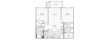 A24 two bed two bath floor plan at The Ren, Atlanta, GA, 30329